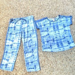 Lucky Brand Blue White Tie Dye Outfit Size Large